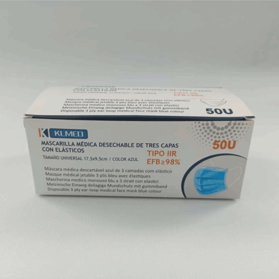 Mascarilla Quirúrgica azul TIPO IIR (40 cajitas de 50 uds - 2.000 uds)