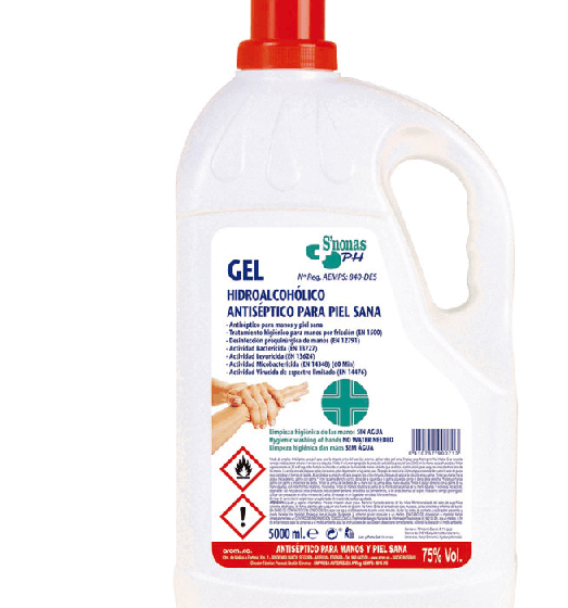 Gel Hidroalcohólico S´Nonas de manos Garrafa de 5 litros