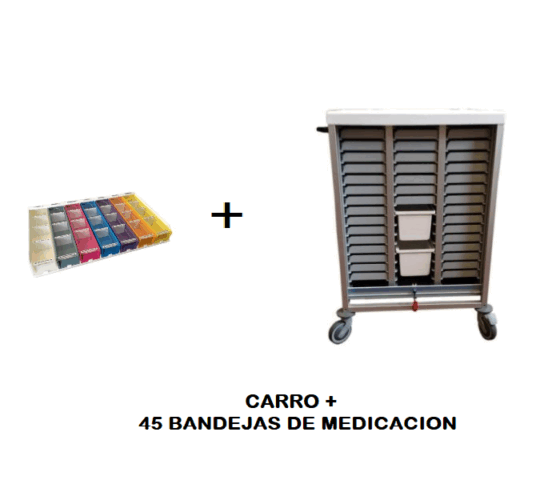 Carro de medicación más 45 bandejas de medicación ¡¡OFERTA!!